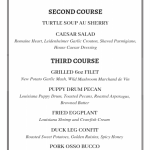 New Year's Eve Dinner Menu; Reservations Recommended