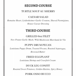 New Year’s Eve Dinner Menu; Reservations Recommended